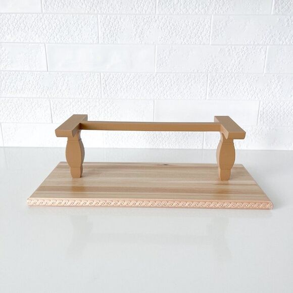 One-of-a-Kind Miniature Oak Wood Dining Trestle Table & 8 Chair Set 1:6 Scale - Picture 10 of 15